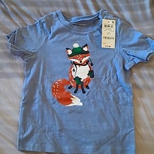 First Impressions Christmas Short Sleve Shirt, Blue, Size 3T.